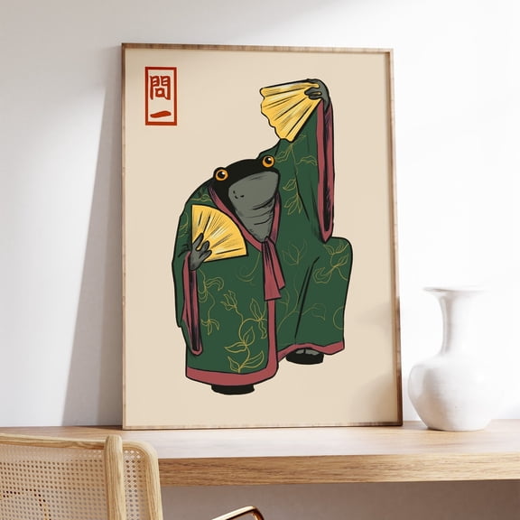 Matsumoto Hoji Frog Art Print, Japanese Animal Poster, wall art, home decor, art print, Unique Decorative Poster for Home Office Bedroom Apartment Gallery Wall and Interior Styling, Unframed 8x10