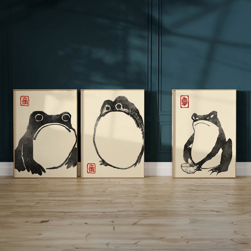 Matsumoto Hoji Japanese Vintage Frog Woodblock Wall Art Print Set 3 ...
