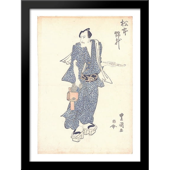Matsumoto Kinsho (aka Matsumoto Koshiro V) 28x40 Large Black Wood Framed Print Art by Utagawa Toyokuni II