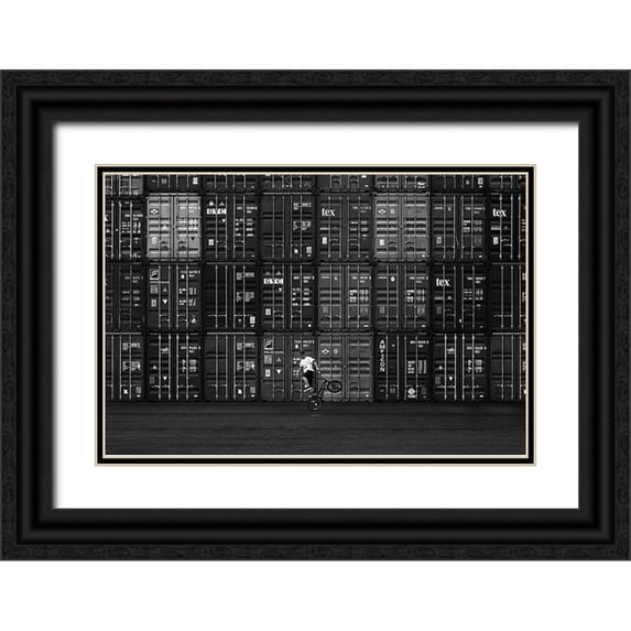 Matsumura, Naoki 18x13 Black Ornate Wood Framed with Double Matting Museum Art Print Titled - Container