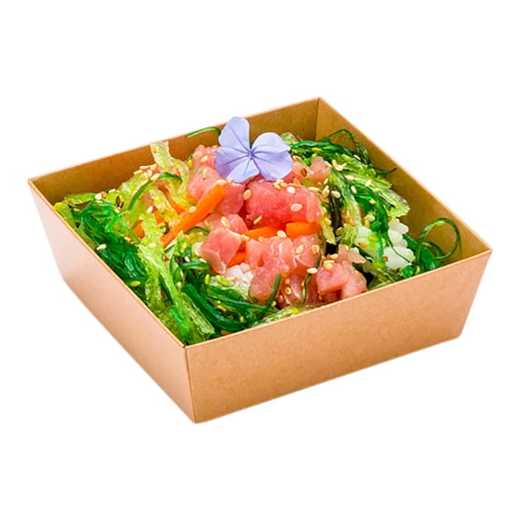 Matsuri Vision Kraft Paper Small Tetra Sushi Container - 3 3/4" x 3 3/4" x 1 1/2" - 100 count box