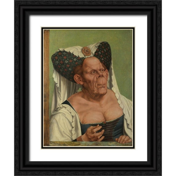 Matsys, Quentin 25x32 Black Ornate Wood Framed with Double Matting Museum Art Print Titled - The Ugly Duchess