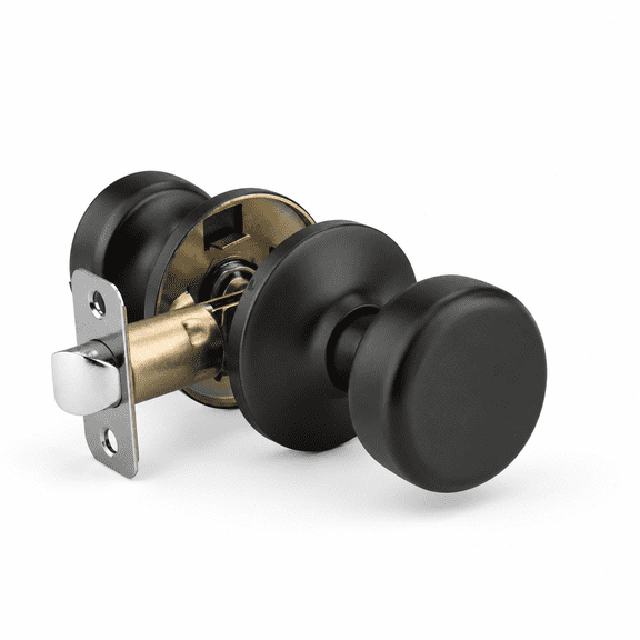 Matt Black 1-Passage Round Stainless Steel Interior Door Knob for Hall Kitchen