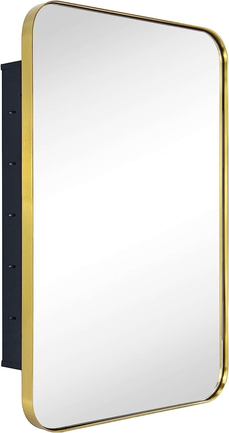 Matt Black Recessed Bathroom Medicine with Mirror Metal Framed