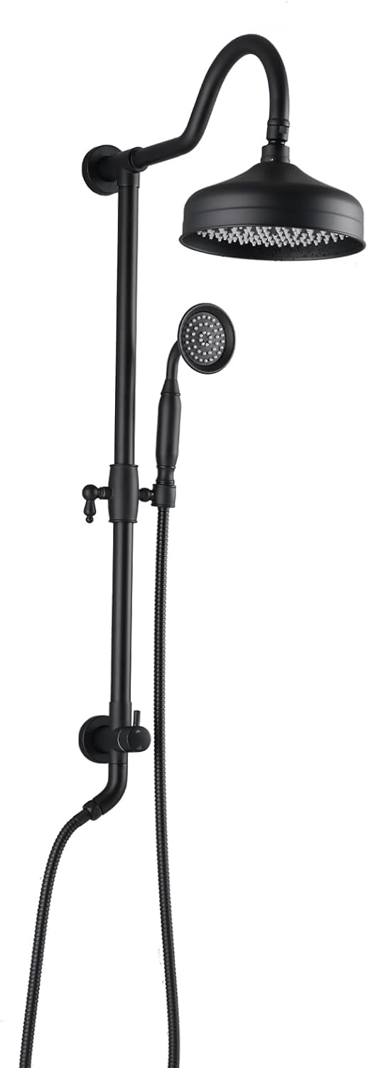 Matt Black Shower Head with Handheld Shower System with 8" Rainfall