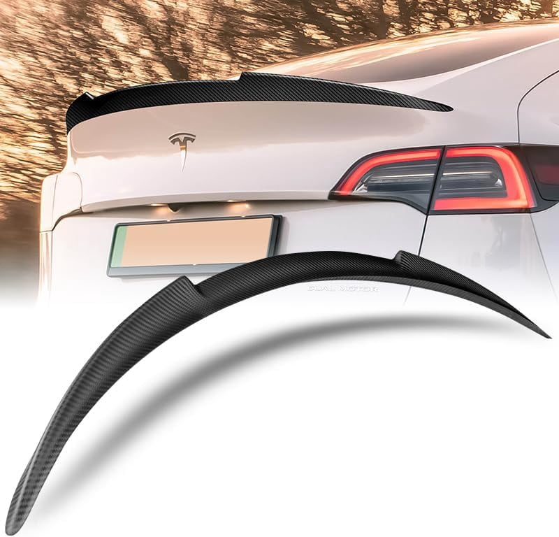 Sleek Matt Carbon Fiber Trunk Spoiler For Tesla Model Y (2020-2024) - V-Style Wing, Full Matt Black Finish