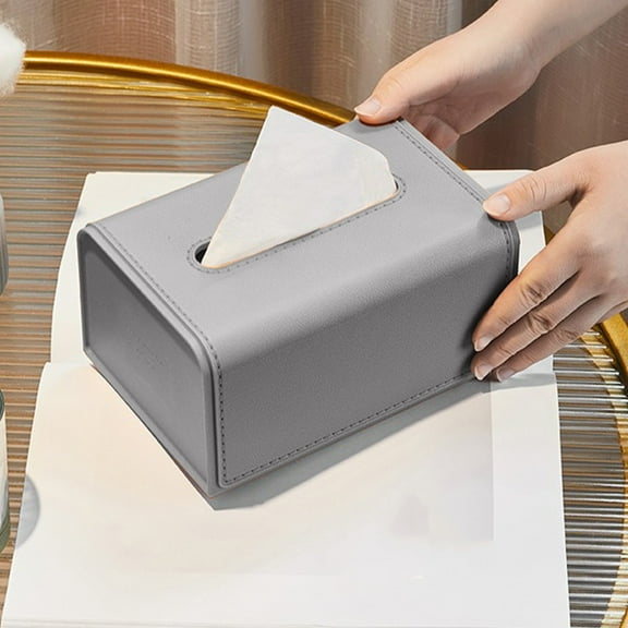Matt Frosted Leather Tissue Box Plastic 19x13x9.6cm U-Shaped Wide Mouth Spring Bottom Gray White Yellow for Living Room Bedroom Office
