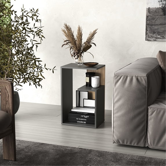 Matt Gray - Natural Oak Finish - Multi - Functional Storage - Primary Living Space - Keep Your Space Organized