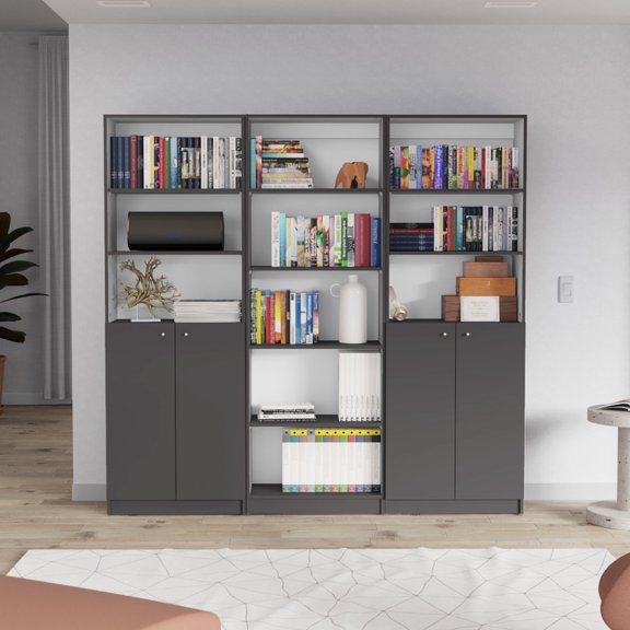 Matt Gray/White - Spacious 4-Shelf Design - Office - Versatile Storage for Books and More