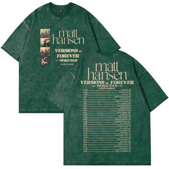 Matt Hansen Versions of Forever Tour Merch Cotton T-Shirt Wash Tee Women Men Short Sleeve Crewneck Tee