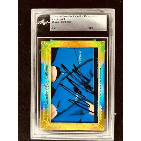 Matt Kenseth Signed 2016 Leaf Executive Collection Masterpiece Cut Signature NASCAR Card 1/1, Leaf Slabbed, JSA Authenticated