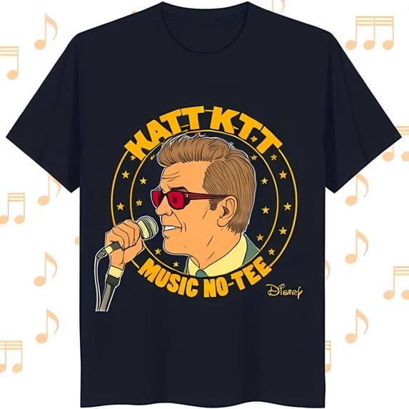 Matt Kitt Music No Tee Dark Blue T-Shirt with Yellow Graphic