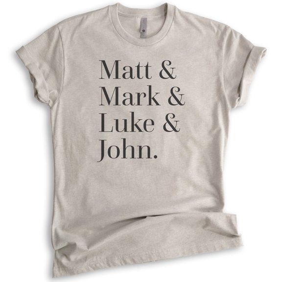 Matt, Mark, Luke, And John Disciples Shirt, Unisex Shirt, Christianity Bible Religious Faith Based Shirt, Light Silk Gray, Small