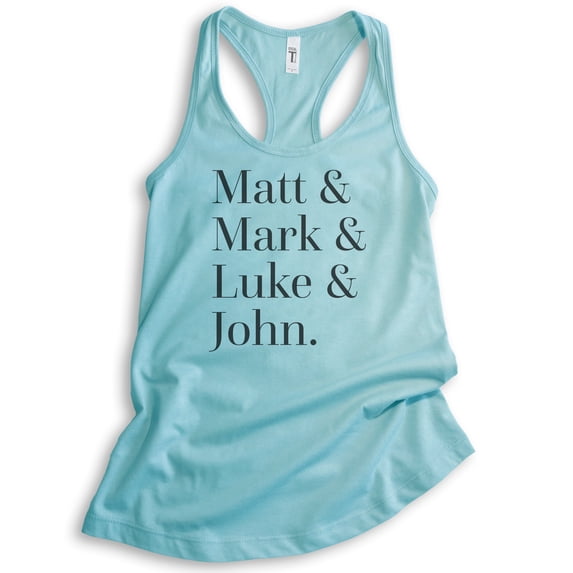 Matt, Mark, Luke, And John Disciples Tank Top, Ladies Racerback Tank, Christian Bible Religious Faith Tank, Cancun, Medium
