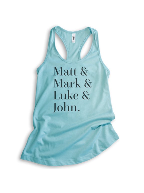 Matt, Mark, Luke, And John Disciples Tank Top, Ladies Racerback Tank, Christian Bible Religious Faith Tank, Cancun, Medium