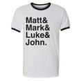 thumbnail image 1 of Matt & Mark & Luke & John Adult Short Sleeve Ringer T-shirt, 1 of 3