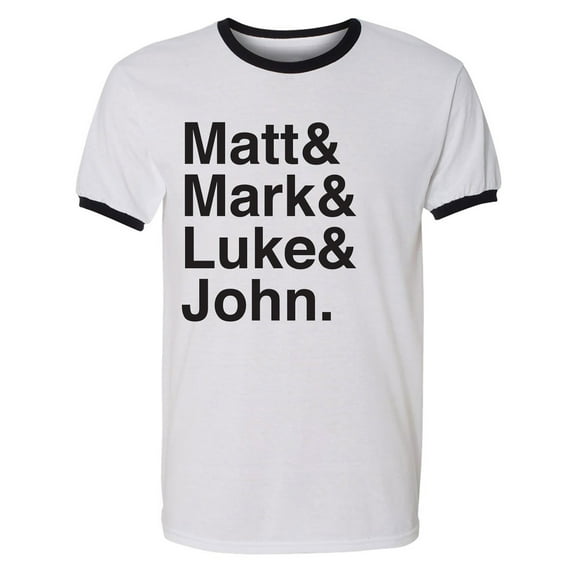 Matt & Mark & Luke & John Adult Short Sleeve Ringer T-shirt