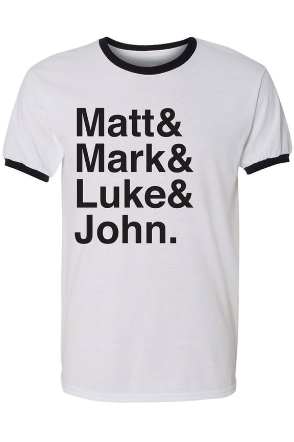 Matt & Mark & Luke & John Adult Short Sleeve Ringer T-shirt