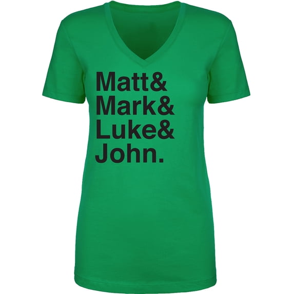 Matt & Mark & Luke & John Womens V-Neck T-Shirt
