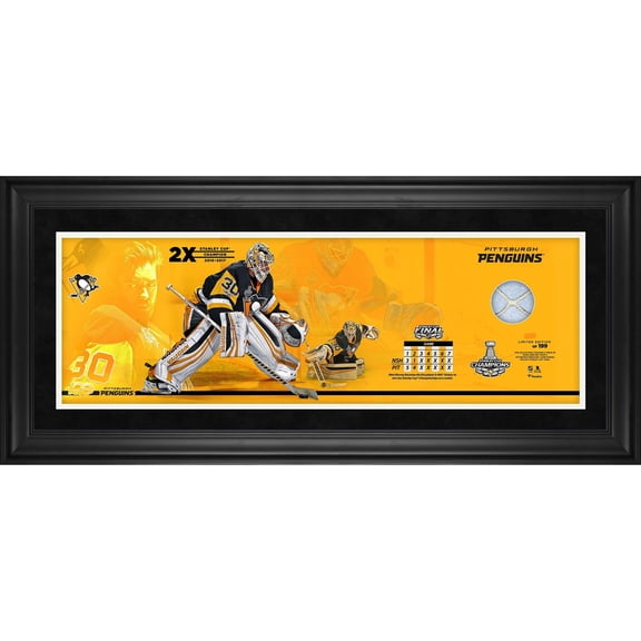 Matt Murray Pittsburgh Penguins 2017 Stanley Cup Champions Framed 10" x 30" Panoramic with Piece of Game-Used Net from the Stanley Cup Final - Limited Edition of 199 - Fanatics Authentic Certified