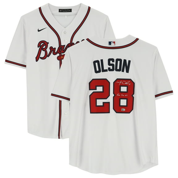 Matt Olson Atlanta Braves Autographed White Nike Replica Jersey with "For The A!" Inscription