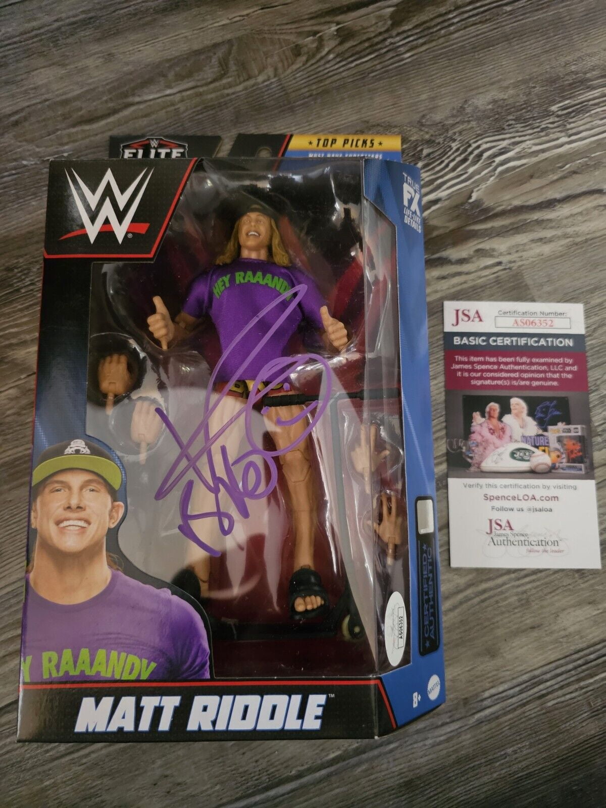 Matt Riddle signature & Inscribed BRO Elite Top Picks Action Figure JSA ...