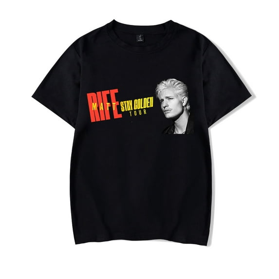 Matt Rife 2025 Stay Golden Tour Short Sleeve T - shirt featuring a vintage crewneck design, suitable for both men and women