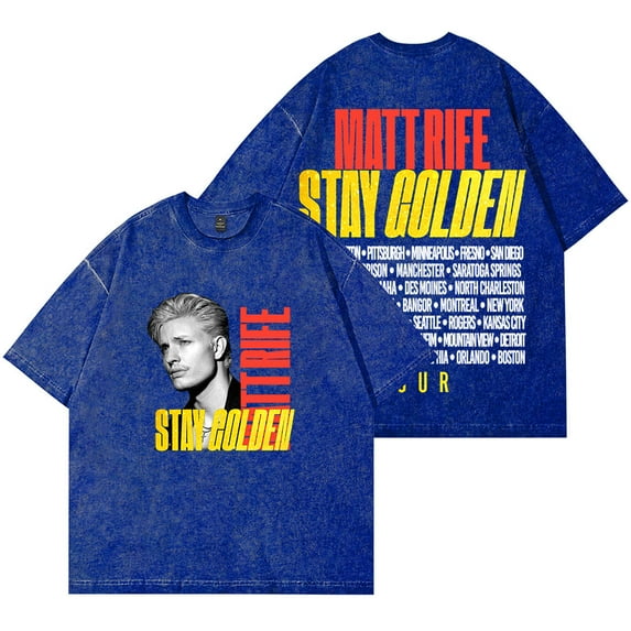 Matt Rife Stay Golden Tour Vintage Wash T-Shirts Women Men Cotton Short Sleeve Tee