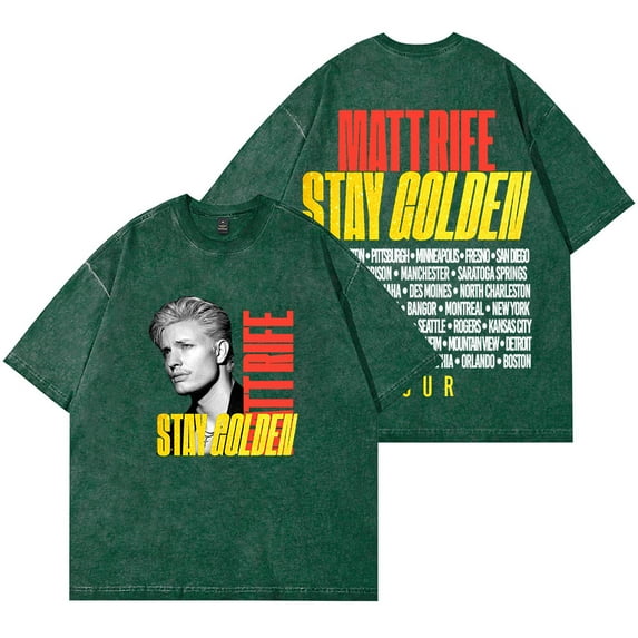 Matt Rife Stay Golden Tour Vintage Wash T-Shirts Women Men Cotton Short Sleeve Tee