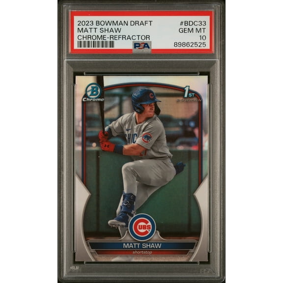 Matt Shaw 2023 Bowman Draft Chrome Refractor Rookie Card #BDC33 PSA 10 Gem Mint