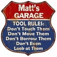 thumbnail image 1 of Matt's Garage Man Cave Rules Sign Shield Metal Gift 211110001093, 1 of 1