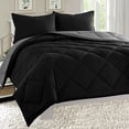 thumbnail image 1 of MattRest All Season Light Weight Down Alternative Reversible 3 Piece Comforter Set Wrinkle Fade Resistant Full Queen Black Gray, 1 of 1