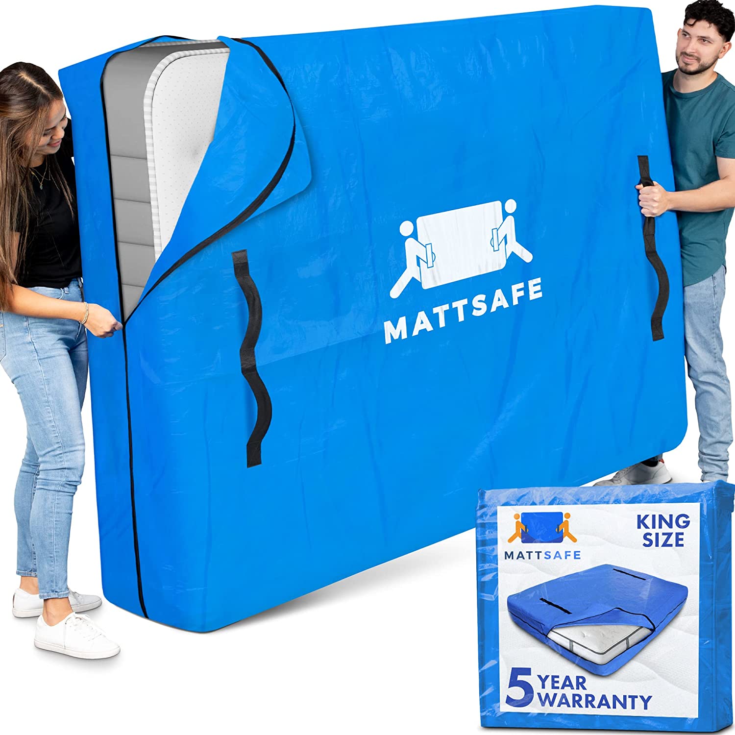 MattSafe Mattress Bags for Moving and Storage (King Size) Mattress