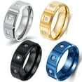 thumbnail image 1 of Matte 8mm AAA CZ Titanium Steel Mens Ring Men Wedding Band Man Ring, 1 of 5
