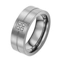 thumbnail image 1 of Matte 8mm Titanium Steel Mens Ring Men Wedding Band AAA CZ Man Ring, 1 of 7