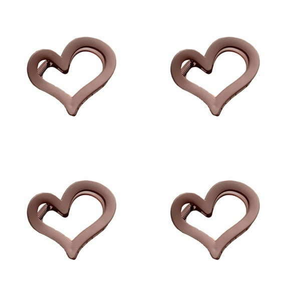 Matte Acrylic Heart Hair Claw Clip (4PC) - Medium Size Non- Jaw Clip for Women & Girls - Trendy Hair Accessory for Thick, Thin & All Hair Types - Cute Styling Clip for Everyday Use