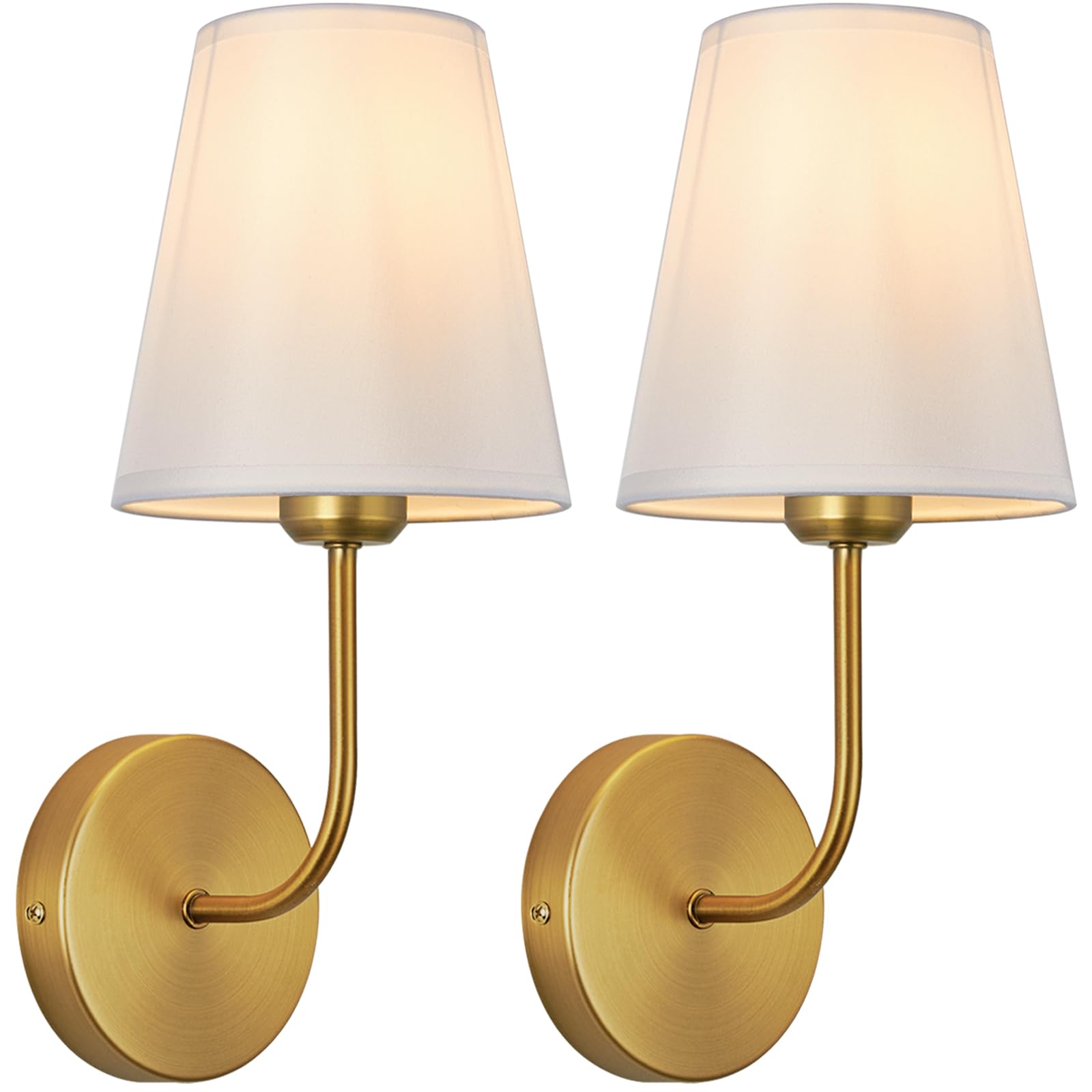 Yosoan Set Of 2 Vintage Brass Wall Sconces – Gold Industrial Hardwired Lights With Milk Tulip Shades For Living Room, Bedroom, Kitchen