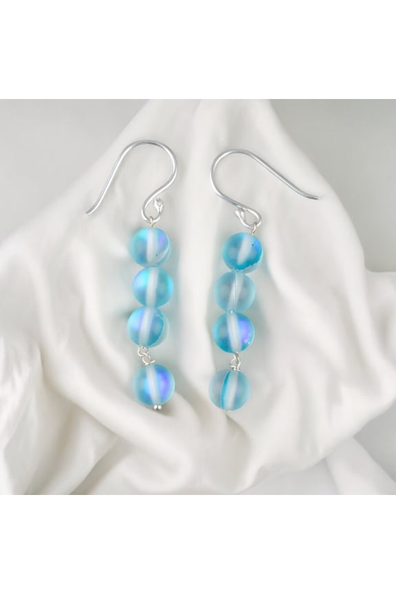 Matte Aura Quartz Earrings 925 Sterling Silver Jewelry