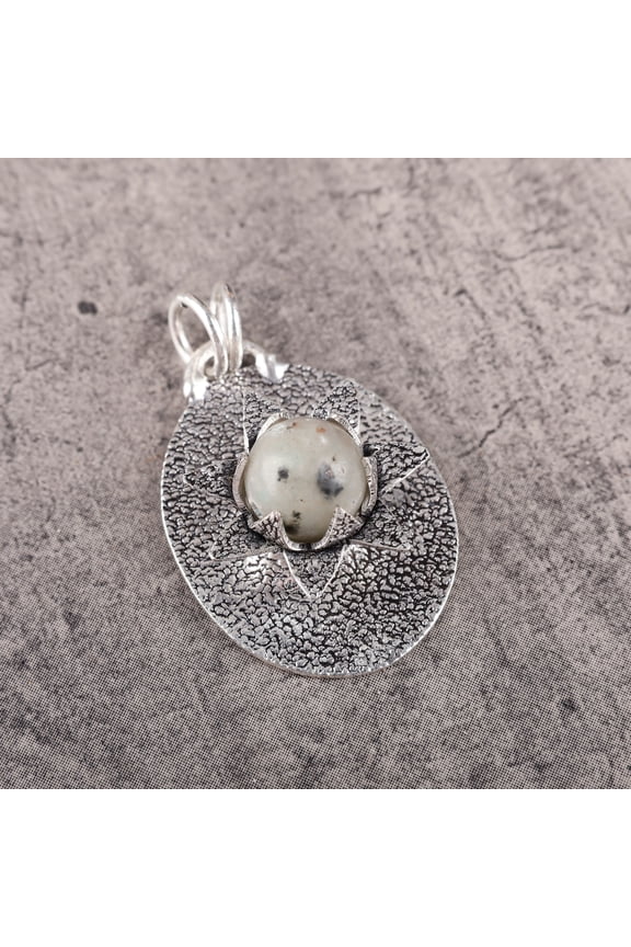 Matte Aura Quartz Pendant 925 Sterling Silver Jewelry