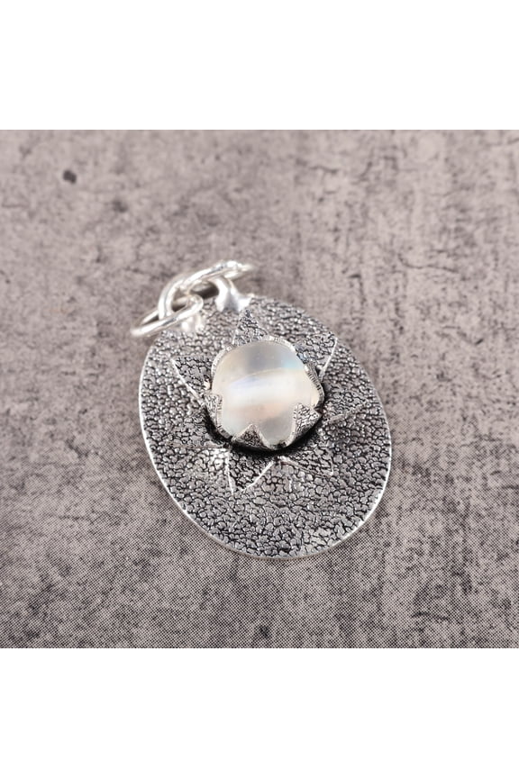 Matte Aura Quartz Pendant 925 Sterling Silver Jewelry