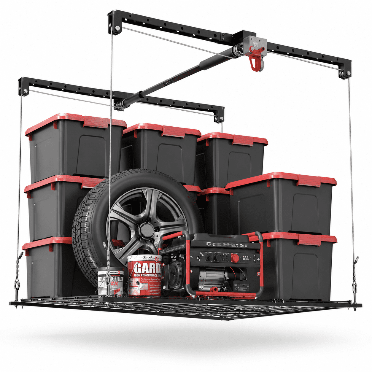 Matte Black 10-12ft Overhead Garage Storage Rack, 250lbs Capacity Heavy ...