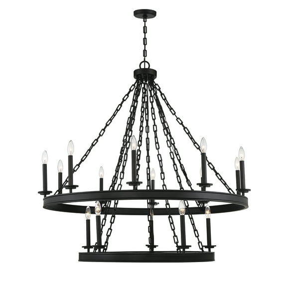 Matte Black 15 Light Chandelier from the Seville Collection
