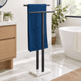 Matte Black 2-Tier Free Standing Towel Rack for Bathroom Floor with ...