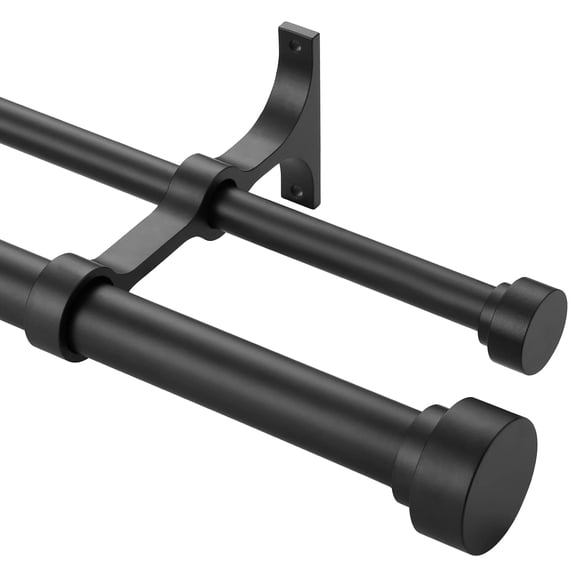 Matte Black 36-72" Telescoping Double Curtain Rod Set