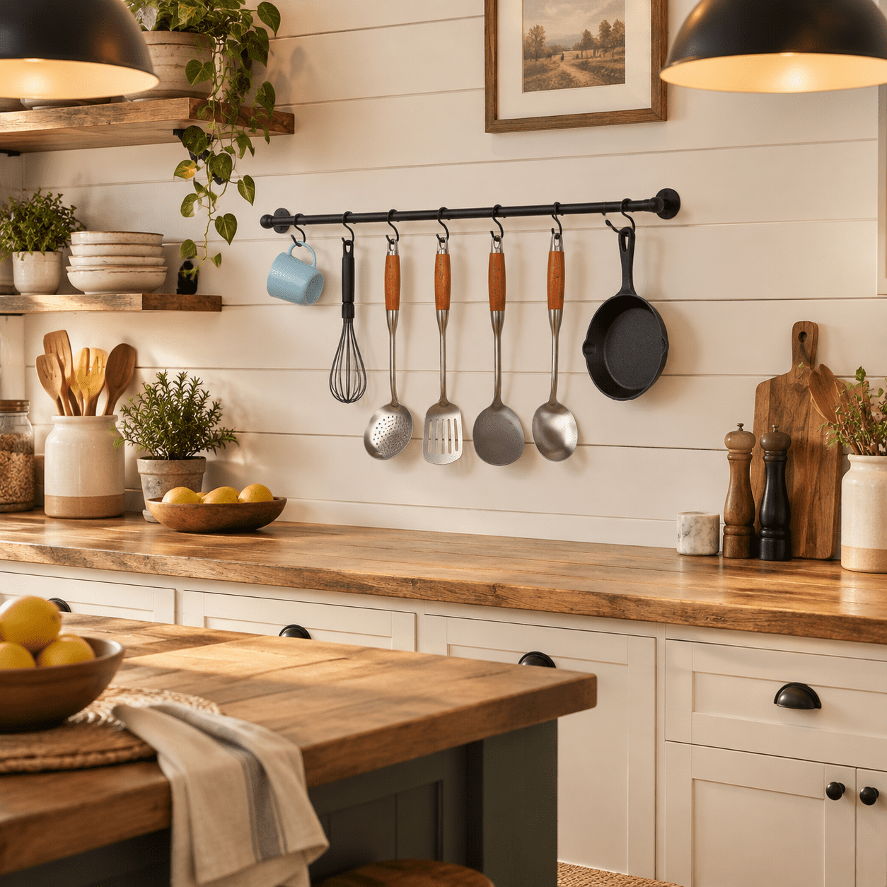 Matte Black 39.4 Inch Stainless Steel Wall Mounted Pot Rack With Hooks ...