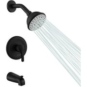 Matte Black 4 Inch Shower Faucet wih Tub Spout Combo (Valve Included) / Chrome / Brushed Nickle