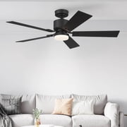 Matte Black 52 Inch 5 Blade Indoor Ceiling Fan, Ideal for Bedrooms and Living Rooms, Quiet DC Motor, LED Light with Remote, Eleve Comfort