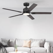 Matte Black 52 Inch 5 Blade Indoor Ceiling Fan, Ideal for Bedrooms and Living Rooms, Quiet DC Motor, LED Light with Remote, Eleve Comfort