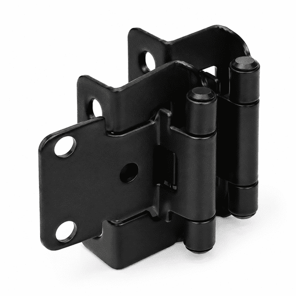 Matte Black 60 Pack 1/2" Overlay Partial Wrap Semi-Concealed Cabinet Hinges