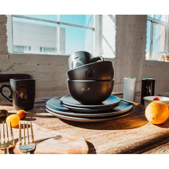 Matte Black 8-Piece Ceramic Dinnerware Set | Includes Salad Plates, Soup Bowls, Mugs